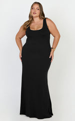 Odette Maxi Dress - Scoop Neck A Line Dress in Black