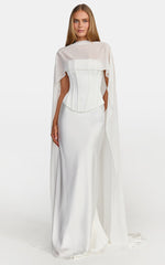 Carrie Maxi Skirt - Bias Cut Skirt With Train in White