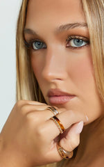 Janet 4 Pack Mixed Resin and Gold Rings in Gold