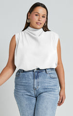 Arianae Top - High Neck Top in White