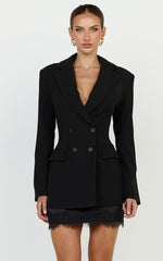 Vienna Blazer - Double Breasted Blazer with Adjustable Cinch Back in Black