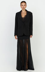 Hudgens Maxi Skirt - Georgette Godet Panel Skirt in Black