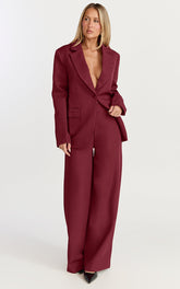 Selena Blazer - Oversized Single Breasted Blazer in Wine