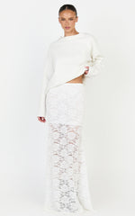 Kamille Maxi Skirt - Lace Mermaid Hem Skirt in White