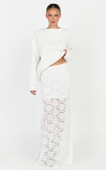 Kamille Maxi Skirt - Lace Mermaid Hem Skirt in White