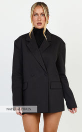Virginia Jacket - Oversized Double Breasted Blazer in Black
