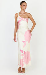 Eve Midi Dress - One Shoulder Slip Dress in Butter Floral