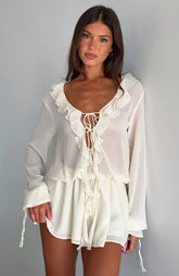 Eternal Energy Long Sleeve Mini Dress Cream