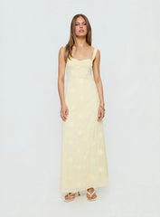 Maisone Broderie Maxi Dress Lemon