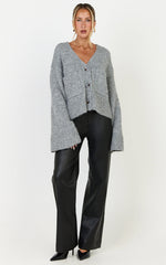 Becka Cardigan - Oversized Recycled Knitted Button Through Cardigan in Grey