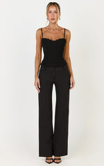 Elliot Pants - Mid Rise Pinstripe Bootleg Pants in Black