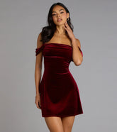 Flirty And Chic Velvet Off-The-Shoulder Mini Dress