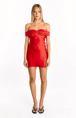 Gracie Red Off Shoulder Party Mini Dress