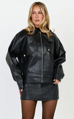Lumi Jacket - Faux Leather Bomber Jacket in Black
