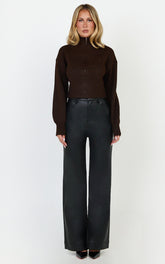 Gaia Jumper - High Neck Full Zip Cropped Jumper in Chocolate