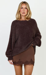 Emilia Jumper - Oversized Fluffy Knit Jumper in Chocolate