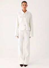 Back Again Oversized Denim Jacket - White