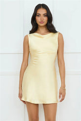 Lily Luxe Satin Mini Dress Yellow