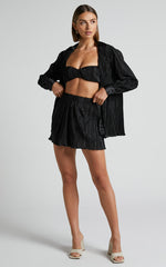Beca Bralette - Plisse Sweetheart Bralette in Black