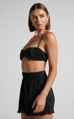 Beca Bralette - Plisse Sweetheart Bralette in Black