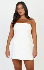 Benson Playsuit - Strapless Fit and Flare Playsuit in White