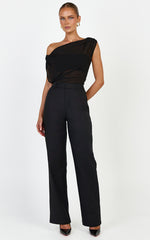 Carolyn Pants - High Waist Slim Straight Leg Tailored Pants in Black