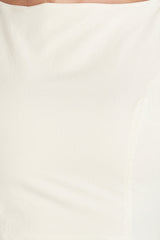 Casina Midi Dress - Boat Neck Tie Back Fit And Flare Dress in Off White