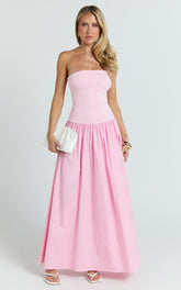 Cheyenne Maxi Dress - Strapless A Line Dress in Pink