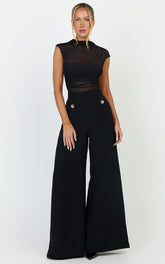 Clara Pants - High Waisted Wide Leg Pants in Black