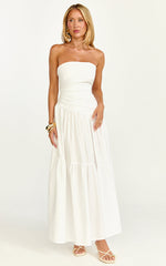 Cora Midi Dress - Strapless Dress in White