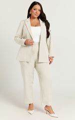 Hermie Pants - High Waisted Cropped Tailored Pants in Putty