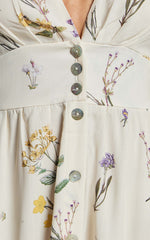 Inka Midi Dress - Short Sleeve Button Down Dress in Botanical Floral