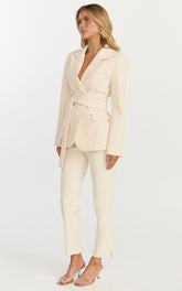 Ivy Pants - High Waisted Slim Cropped Pants in Cream