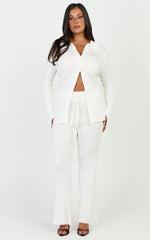 Kelsey Top - Button Through Long Sleeve Knit Top in Cream