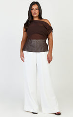Milla Top - Georgette Asymmetric Draped Top in Chocolate