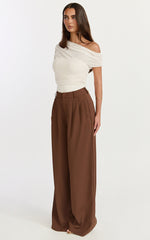 Sophia Top - Draped One Shoulder Mesh Overlay Top in Cream