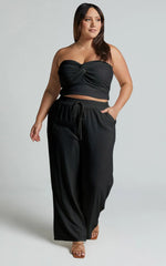 Kala Pants - Mid Waisted Relaxed Elastic Waist Pants in Black