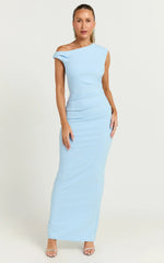 Genie Maxi Dress - Off The Shoulder Dress in Baby Blue