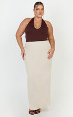 Vance Maxi Skirt - Linen Back Split Skirt in Oat