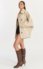 Rina Coat - Oversized Three Button Front Closure Coat in Cream