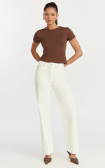 Georgina Top - Crew Neck Short Sleeve Baby Tee in Chocolate