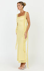 Rosha Midi Dress - Ruffle Strap Dress in Butter
