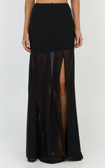 Hudgens Maxi Skirt - Georgette Godet Panel Skirt in Black
