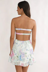 Gloria Day Tied Bust Strapless Mini Dress Lilac