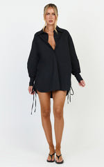 Kalpena Shirt - Ruched Side Oversized Shirt in Black