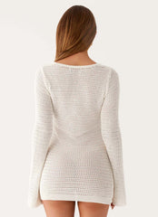Ocean Drift Long Sleeve Mini Dress - Ivory