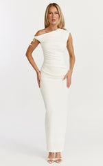 Belle Maxi Dress - Tie Shoulder Detail Dress in White