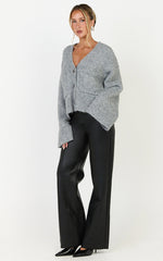 Becka Cardigan - Oversized Recycled Knitted Button Through Cardigan in Grey