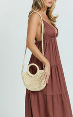 Marcia Straw Top Handle Crossbody Bag in Natural