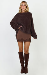 Emilia Jumper - Oversized Fluffy Knit Jumper in Chocolate